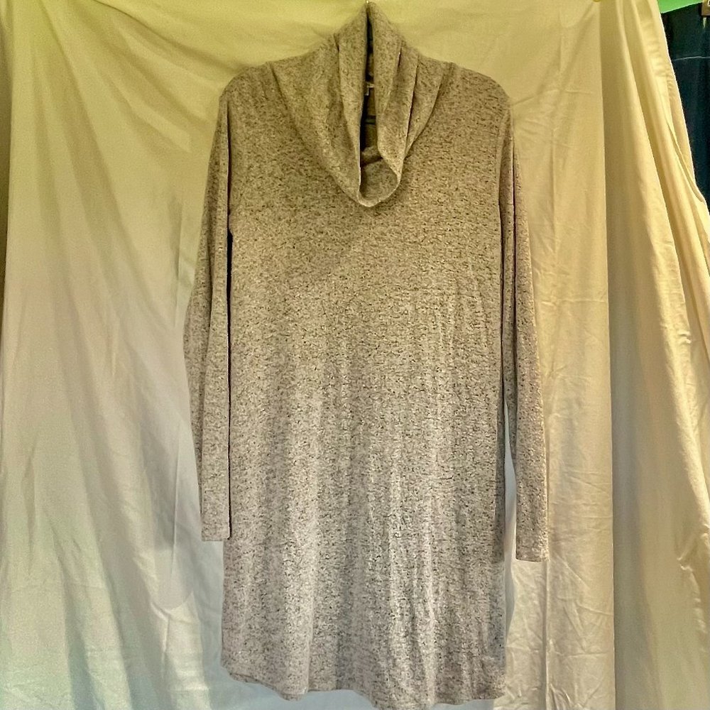 NINE BRITTON Marby Cowl Neck Hacci Light Gray Knit Dress (L)